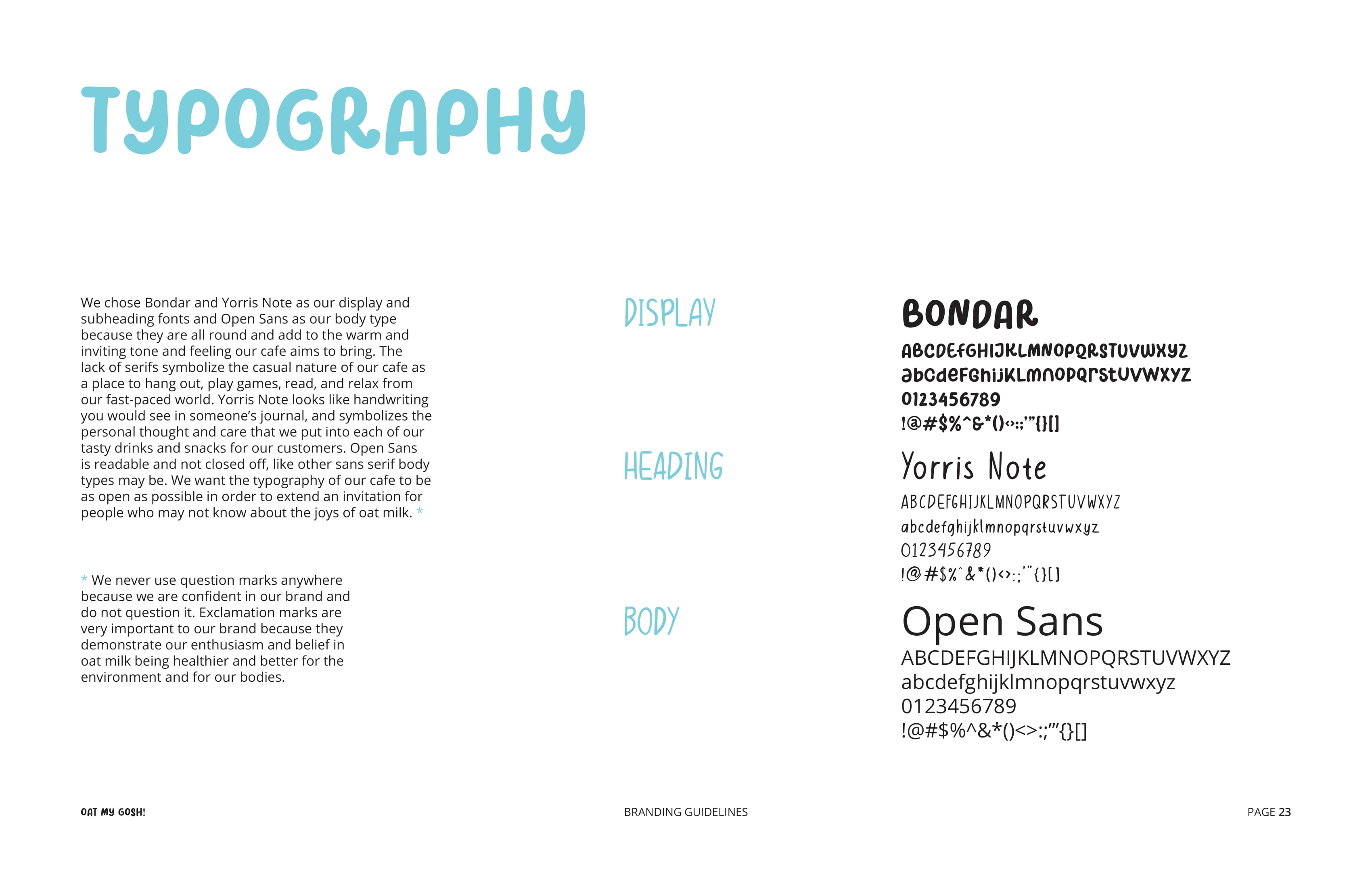 OMG Brand Book Spread - Typography